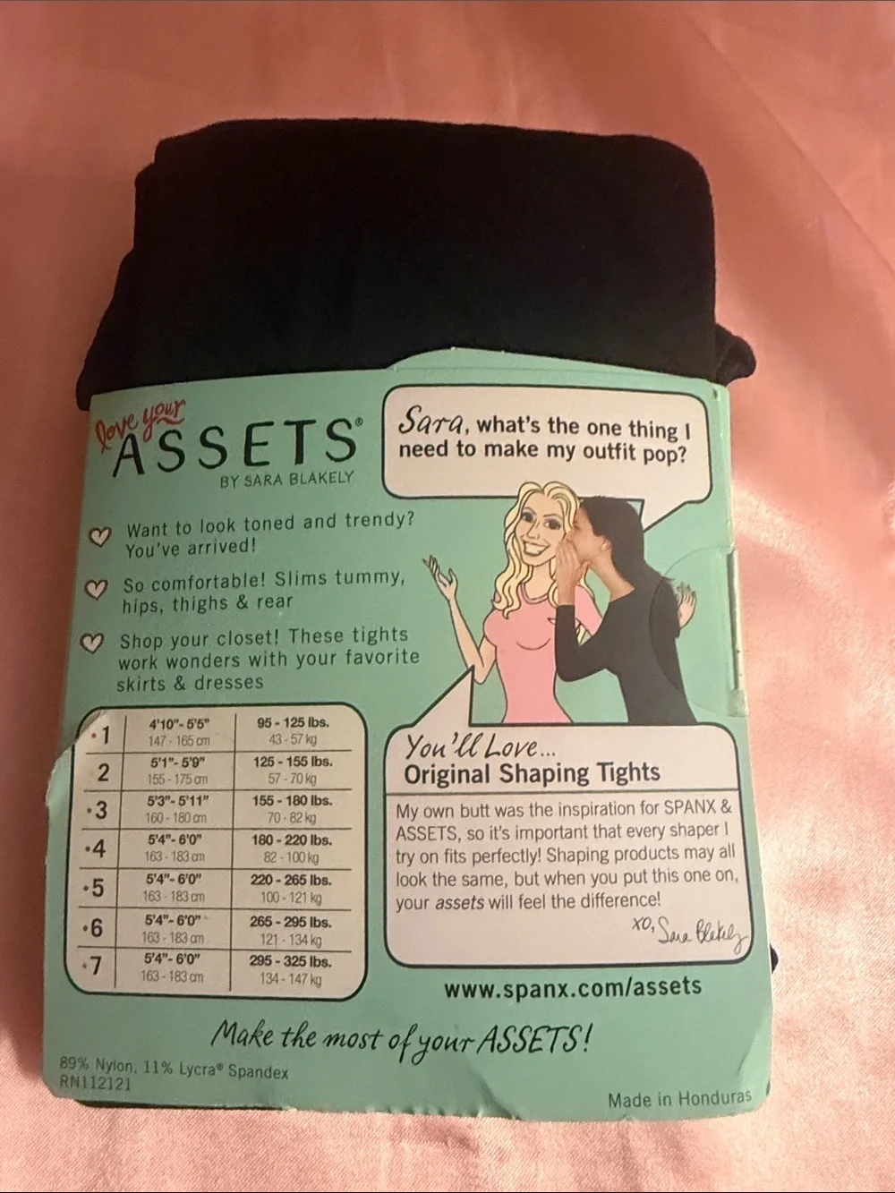 ASSETS by Sara Blakely Black Tights with Red Accent Illustration.   A SPANX Bran
